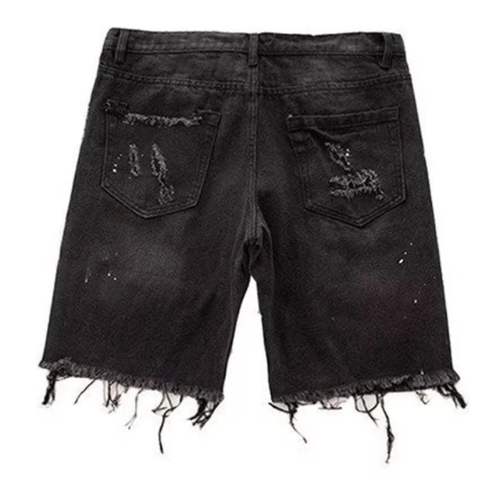 Summer Distressed Shorts Fashion Slim mens Ripped Short Vintage Streetwear