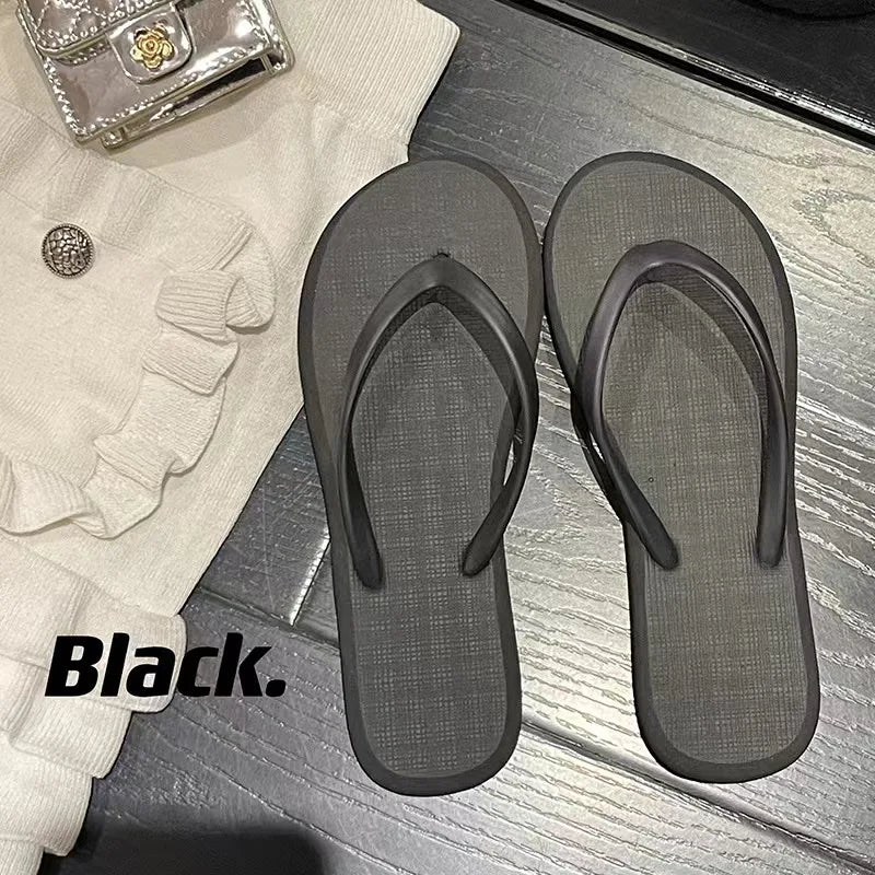 Solid Color Non-slip Leisure Couple Slippers Women Summer Beach Slippers Outdoor Women Flip Flops Breathable Beach sandals women