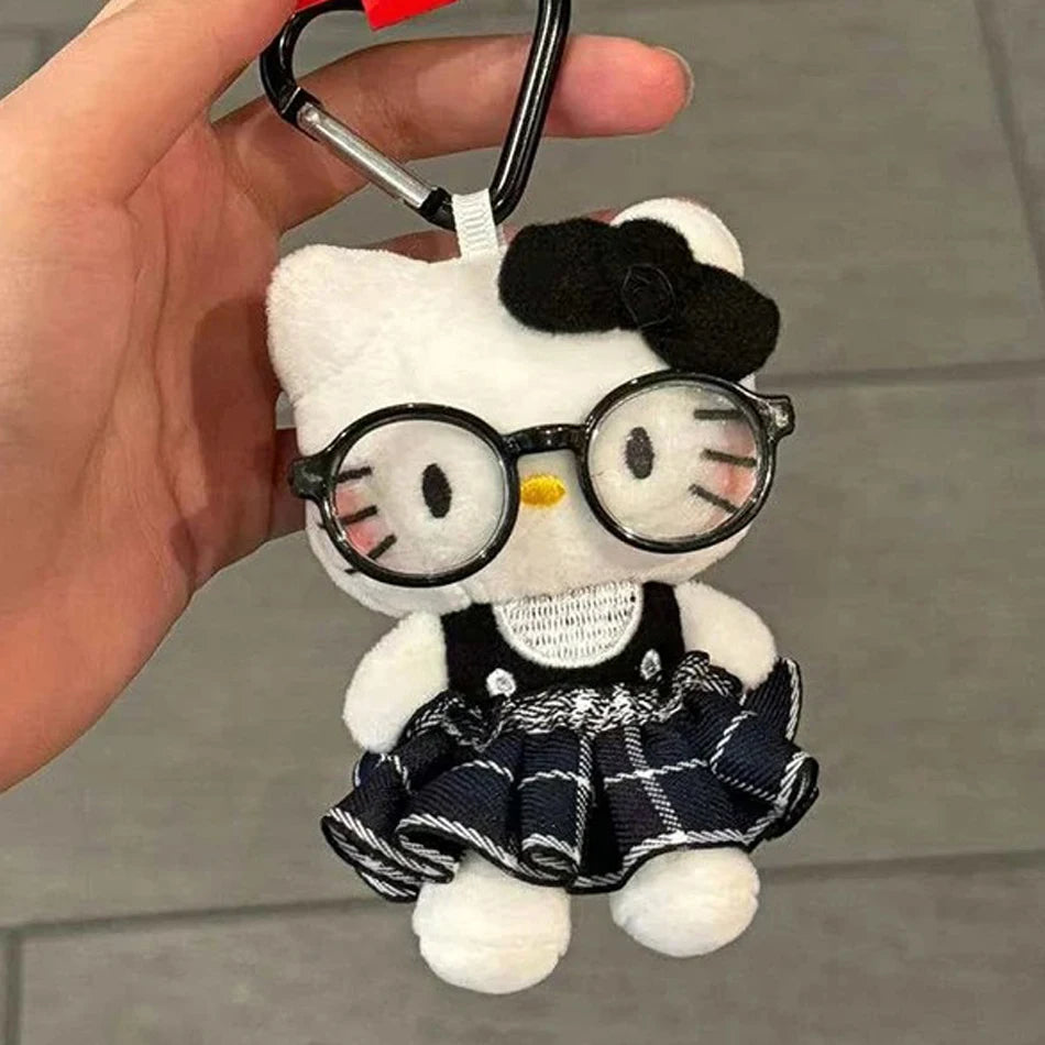 # Sanrio Hello Kitty Peripheral Doll Keychain Cute Fashion Sunglasses Kt Cat Keyring Backpack Plush Toy key chain Birthday Gifts