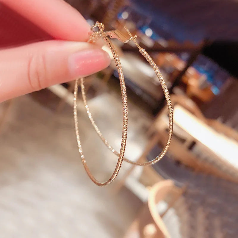 Geometric Large Circle Hoop Earrings For Women Statement Gold Color Ear Ring Fashion Jewelry Accessories Nightclub DJ Boho