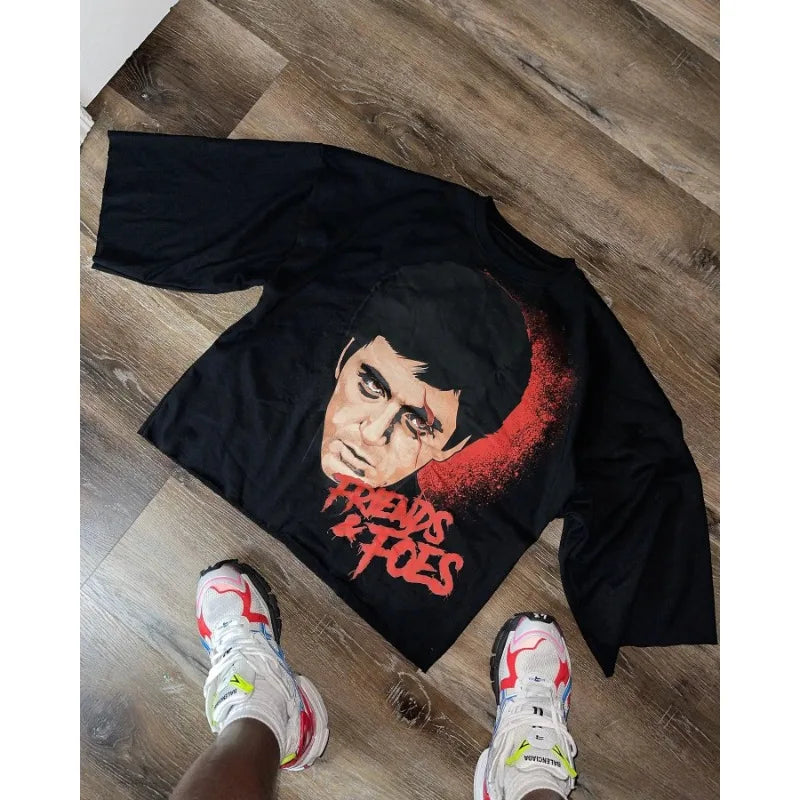 T Shirt Y2k Harajuku Hip Hop Graphic Print Oversized Tshirt Mens Womens Gothic Crew Neck Cotton Short Sleeve Tops Streetwear