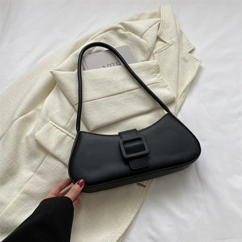 Fashion Solid Women's Shoulder Bag Artificial Leather Square Underarm Bags Ladies Handbags For Daily Used and Gift
