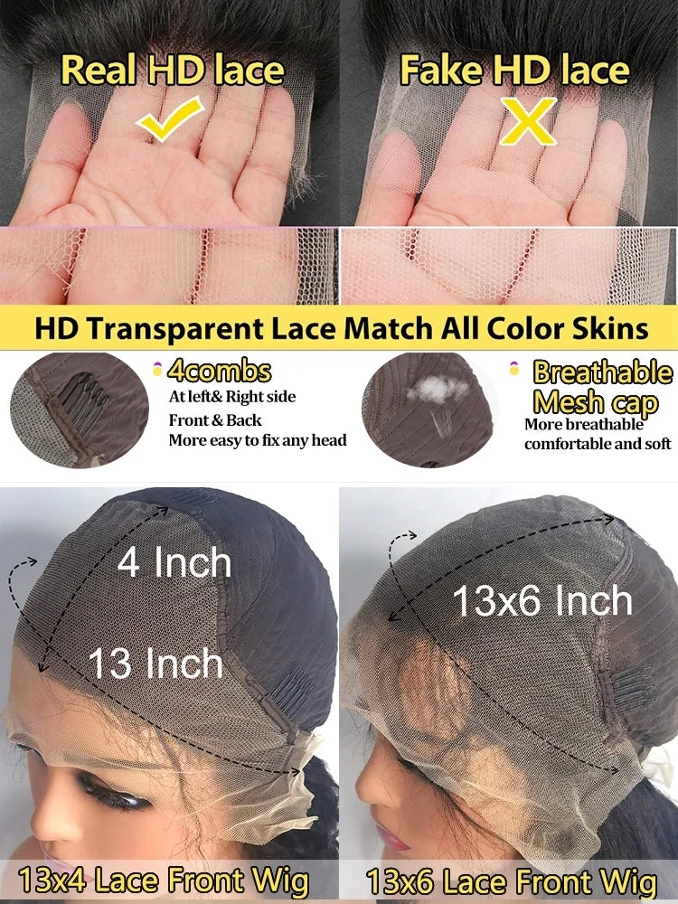 250 Density Transparent HD Human Hair Wig 30 32 40 Inch Deep Wave 13x4 Curly Lace Front 13x6 Water Wave Lace Frontal Wigs