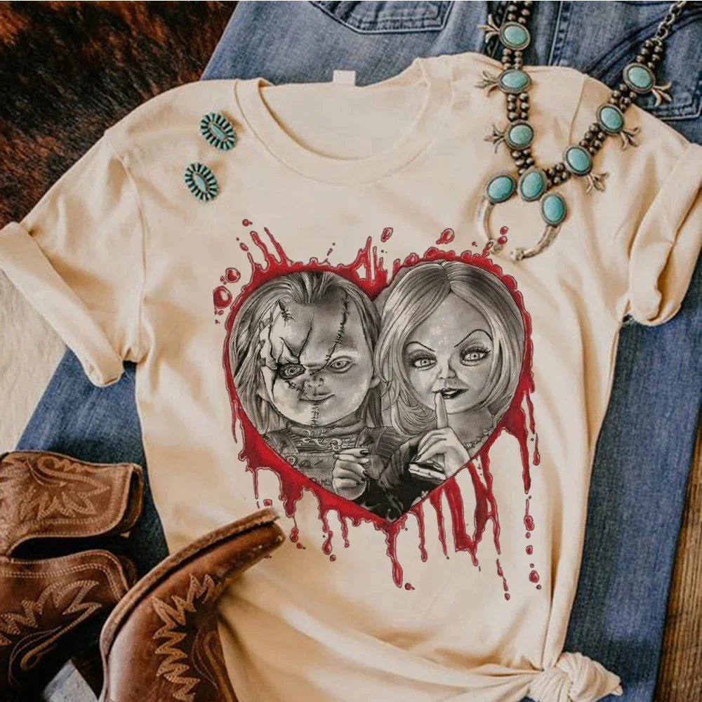 Satan Halloween Horror Ghost Tee Women Manga Y2K Designer T Shirt Female Funny Streetwear Anime Clothes