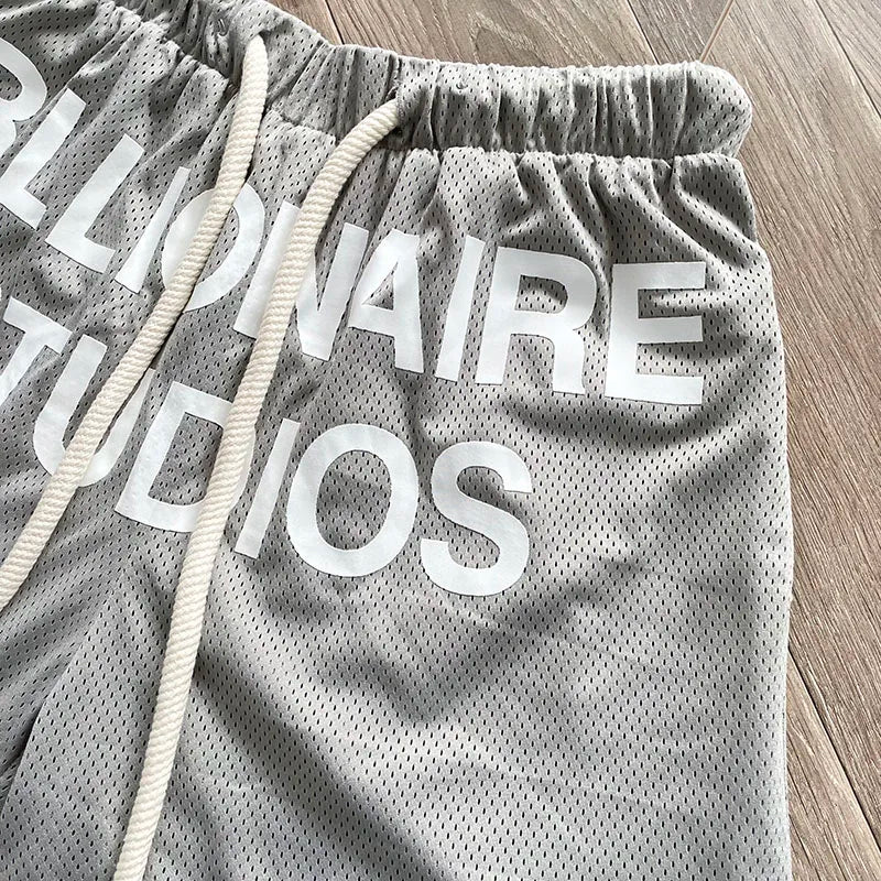 Cactus Jack Shorts Fashion Casual  Loose Color Blocking Patch Black Drawstring Elastic Waist Shorts Men Women Streetwear Pants