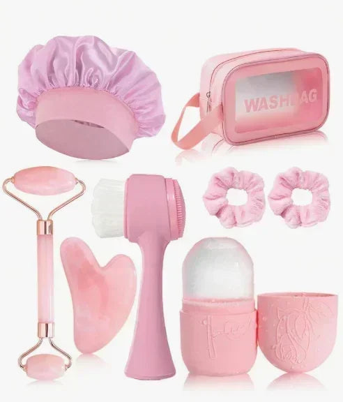 3/5/8/14pcs/Set Facial Beauty Massage & Cleansing Tool Kit, Includes Gua Sha, Massage Roller, Ice Globes, Face Brushes, Head