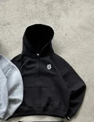 Embroidered sweatpants two-piece set Y2K clothing men's hip-hop oversized sweatpants casual zipper hoodie