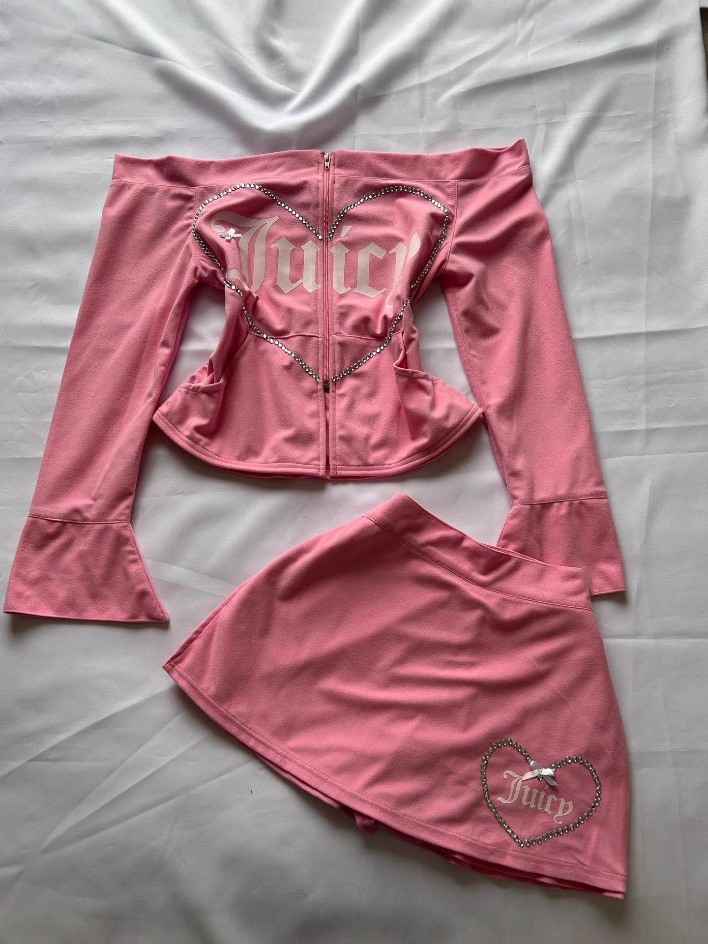 European and American sexy spicy girl personality trend slim fit pants skirt hot stamping diamond three-dimensional bow