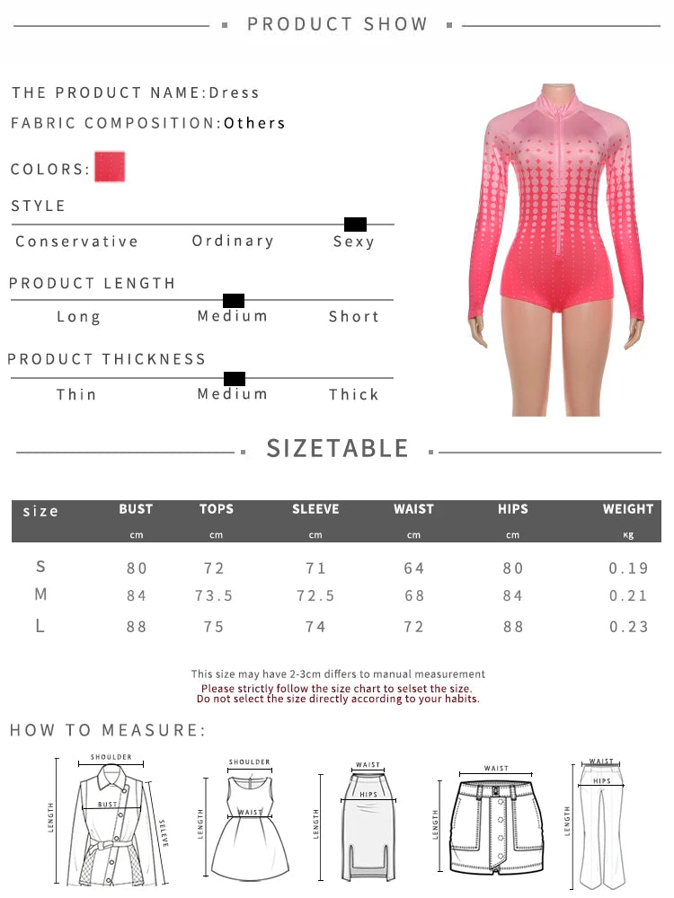 Zip Gradient Dot Turtleneck Romper — Women's Clubwear