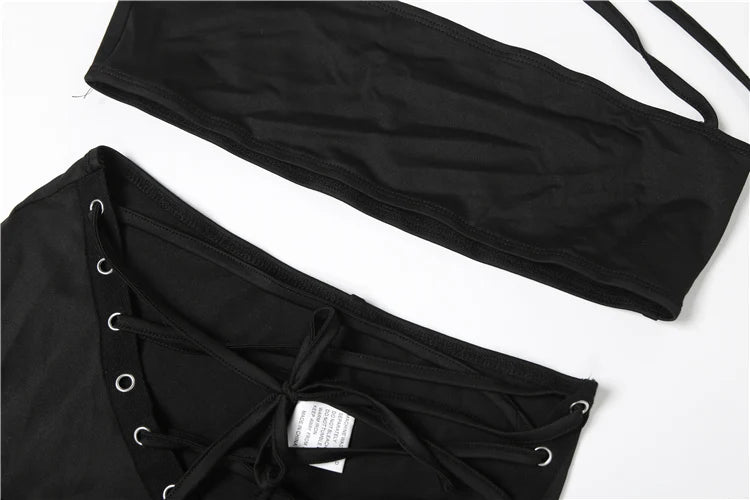 Halter Camisole & Shirring Hollow Pants Set — Women's Clubwear