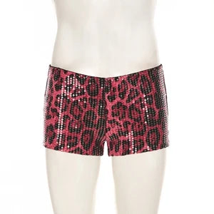 STYLISH LADY Shiny Sequined Pink Leopard Printed Shorts 2025 Summer Women High Waist Luxury Spicy Girl Sexy Clubwear Short Pants