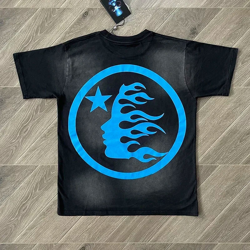 HS Gel Sport Logo Cotton wash short sleeve T-shirt European and American fashion