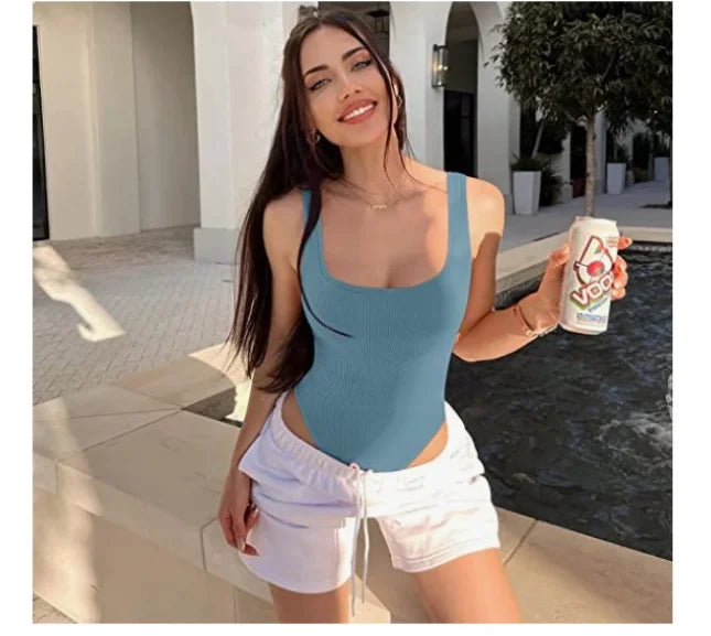 summer solid sexy bodycon women bodysuits female Knit slim casual bodysuit chic lady club short playsuits femme
