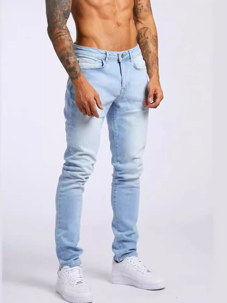 Jeans Elastic Skinny Solid Color Stretch Pencil Pants Slim Fit Denim Jeans Jogging Streetwear Cowboy Casual Trousers Blck, mens jeans