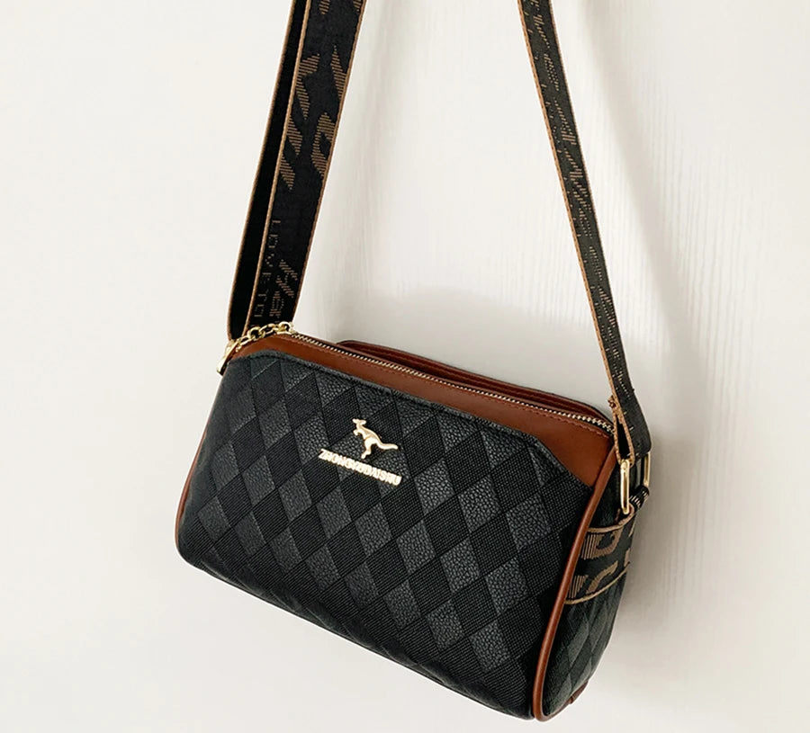 Famous Designer Women Messenger Bag PU Leather Checkered Crossbody Shoulder Bag