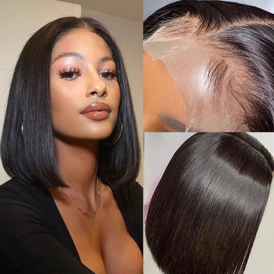 Bob Wigs Human Hair 13X6 Lace Front Wig 220 Density Short Straight Hd Transparent Lace Frontal Wigs Brazilian Closure For Women