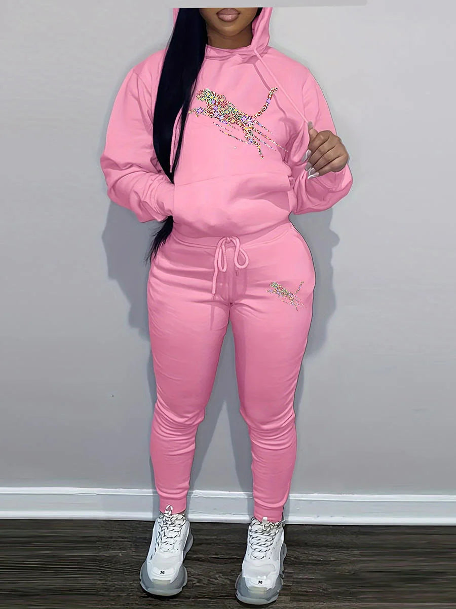 2025 New Ladies hoodies Track Suit Sportswear Sweatsuit Print Designer Sweatshirts sweatpants Hoodies Outfit Women pant Sets