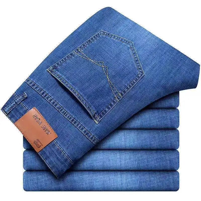 Men's fashion straight leg denim pants 2025 new slim fit pants comfortable and soft business denim pants men's brand clothing