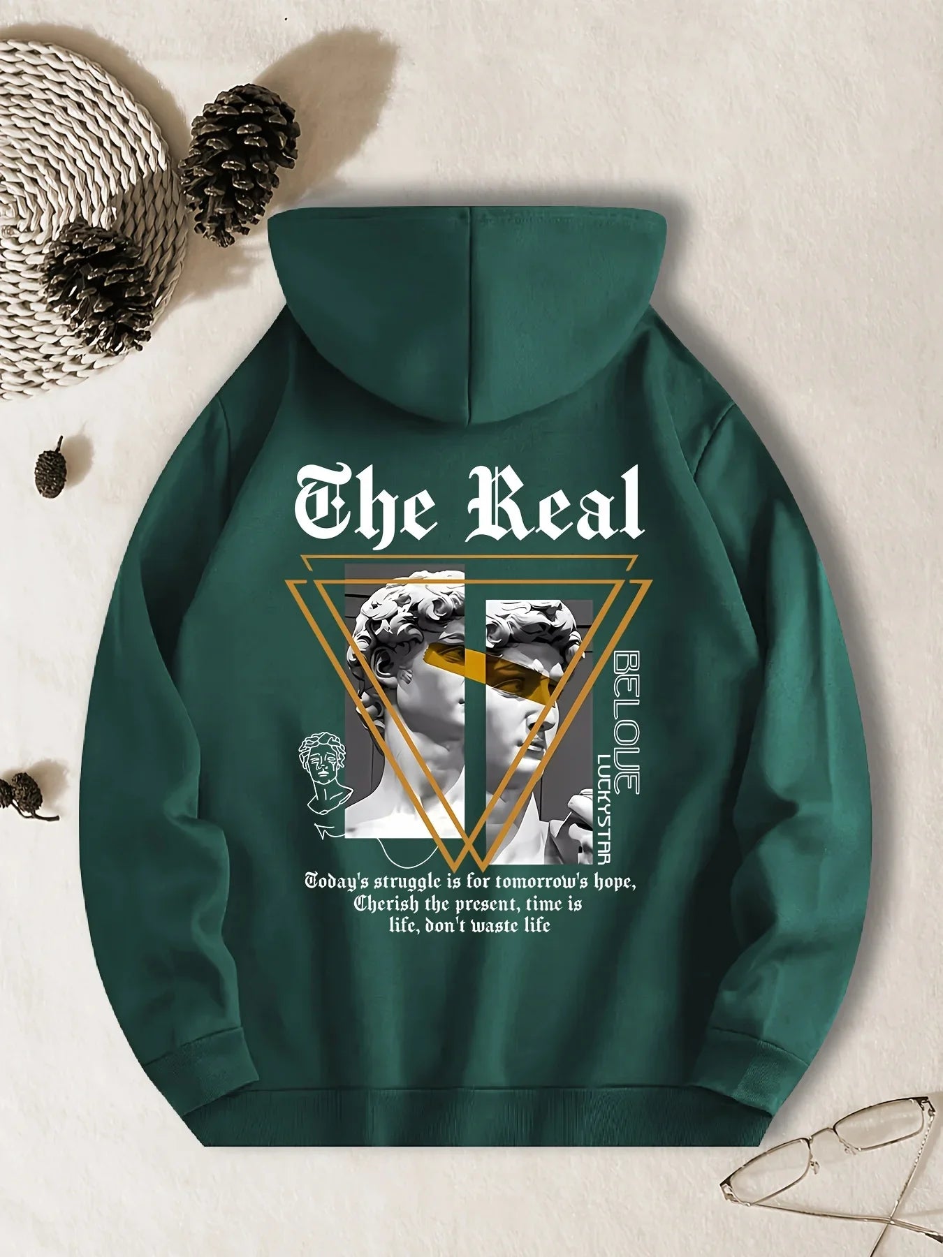 Men's Casual Hoodie Geometric Pattern Polyester Fiber Relaxed Fit Machine Washable Fashion Female Streetwear Long Sleeve Clothes