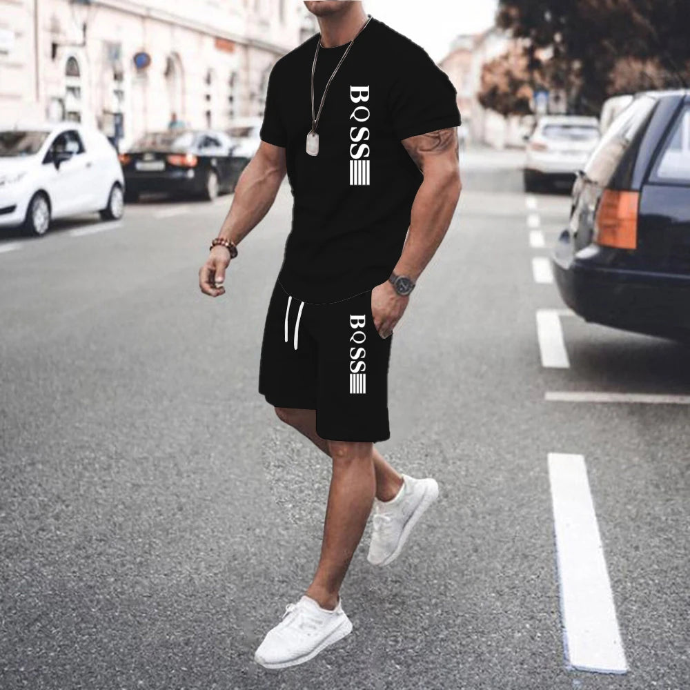 Men Sets 2 Piece Set T shirts Men Sport Set Casual Summer Clothing Y2K Tee Top Joggers Plaid Tshirt Men Shorts Outfit