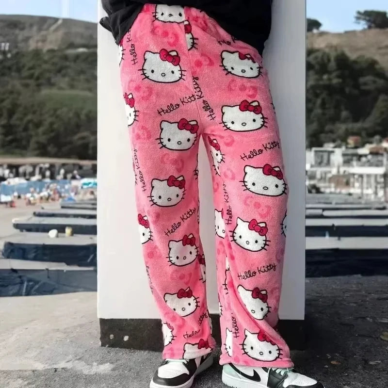 2025 MINISO New Hello Kitty Long Sleeved Quick Drying Casual Women's Daily Long Pants Breathable Cartoon Cute Sports Pants