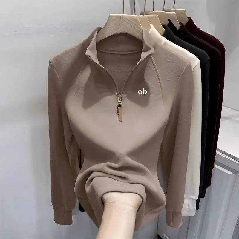 2026 New Half-Neck Half-Zip Long-Sleeved Women's Sweater for Layering or Solo Wearing in Autumn for Fitness  1