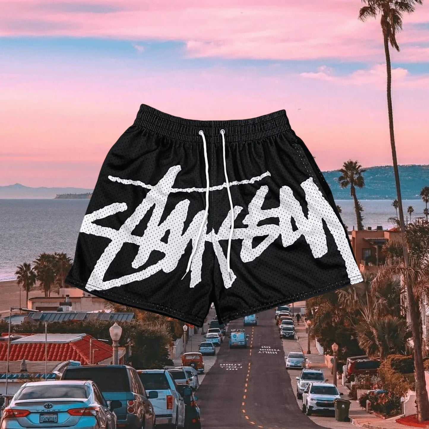 Summer New Men's Quick-Drying Sports Shorts Casual Basic Letter Printed Mesh Shorts Comfortable Casual Sports Y2K Street Shorts