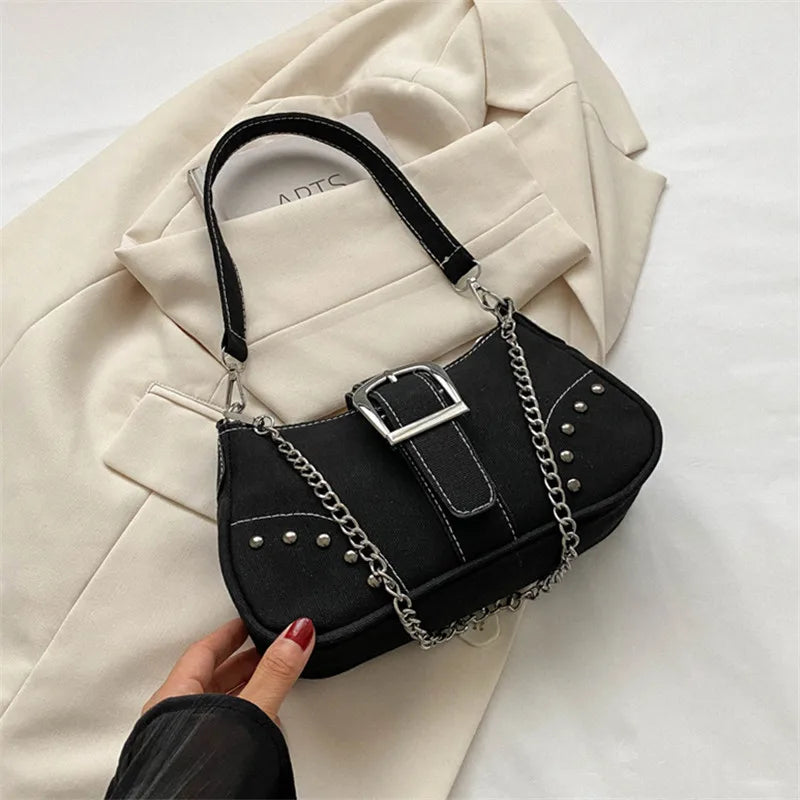 Simple Retro Underarm Bag Fashionable Trend Casual Shoulder Bag Canvas Casual Texture Crossbody Bag for Women