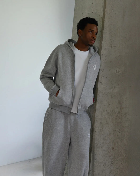 Embroidered sweatpants two-piece set Y2K clothing men's hip-hop oversized sweatpants casual zipper hoodie
