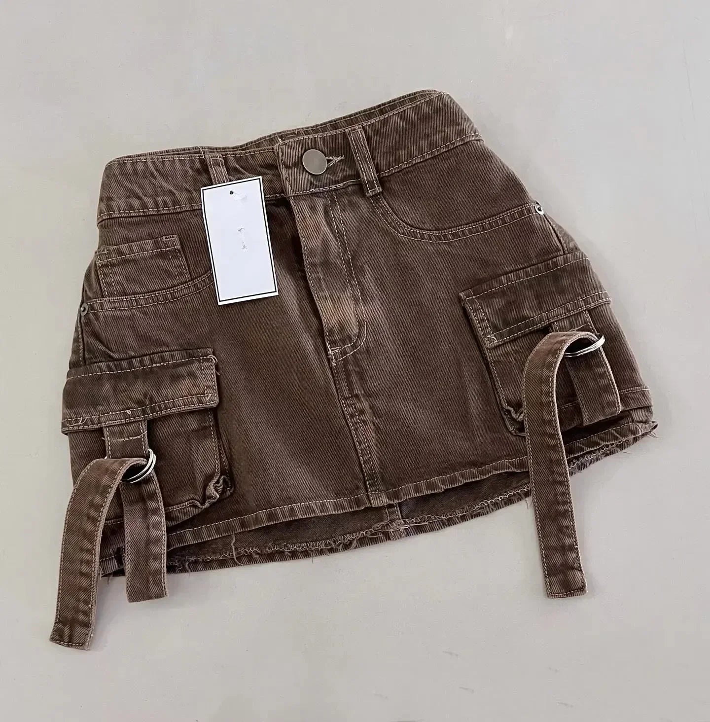 Y2k Retro Washed Camouflage Pattern Mini Skirt with High Waist and Hip Wrapped A Line Pleated Skirt Fashion Gothic jeans Skirts