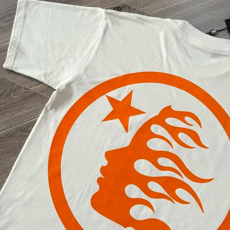 HS Gel Sport Logo Cotton wash short sleeve T-shirt European and American fashion