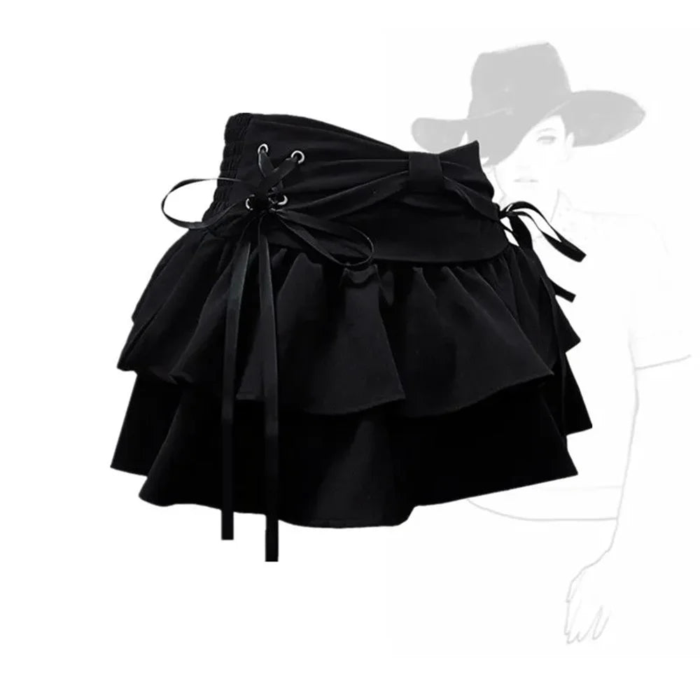 New Fashion Women Hot Girl Sweet Kawaii Bow Vintage Y2k Clothes American Streetwear Sexy Summer A-line Gothic Mini  Skirts