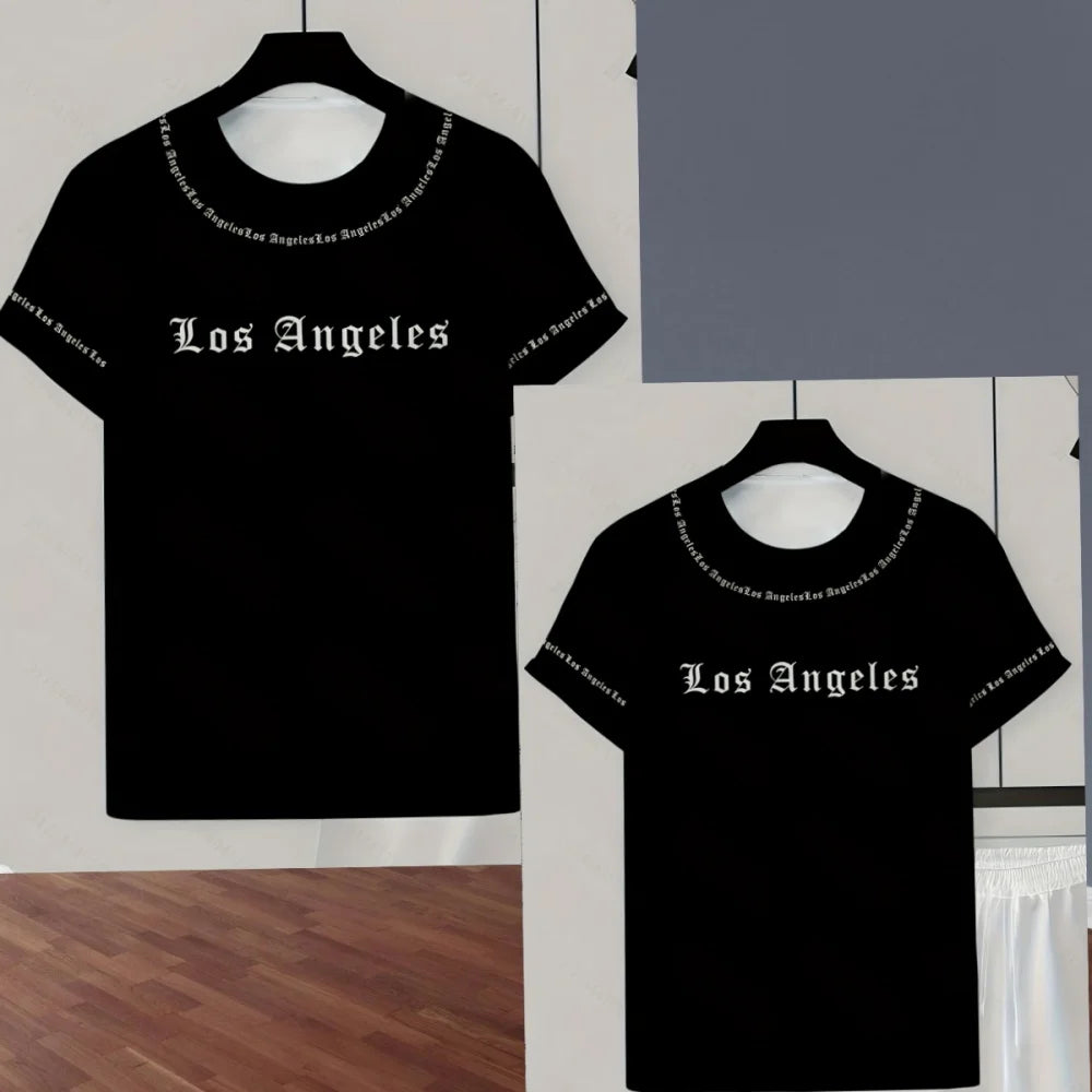 2025 Los Angeles Printed Men's Suit 2 Pieces Set Casual Suit SportswearFitness Set  Men's Oversized Clothes