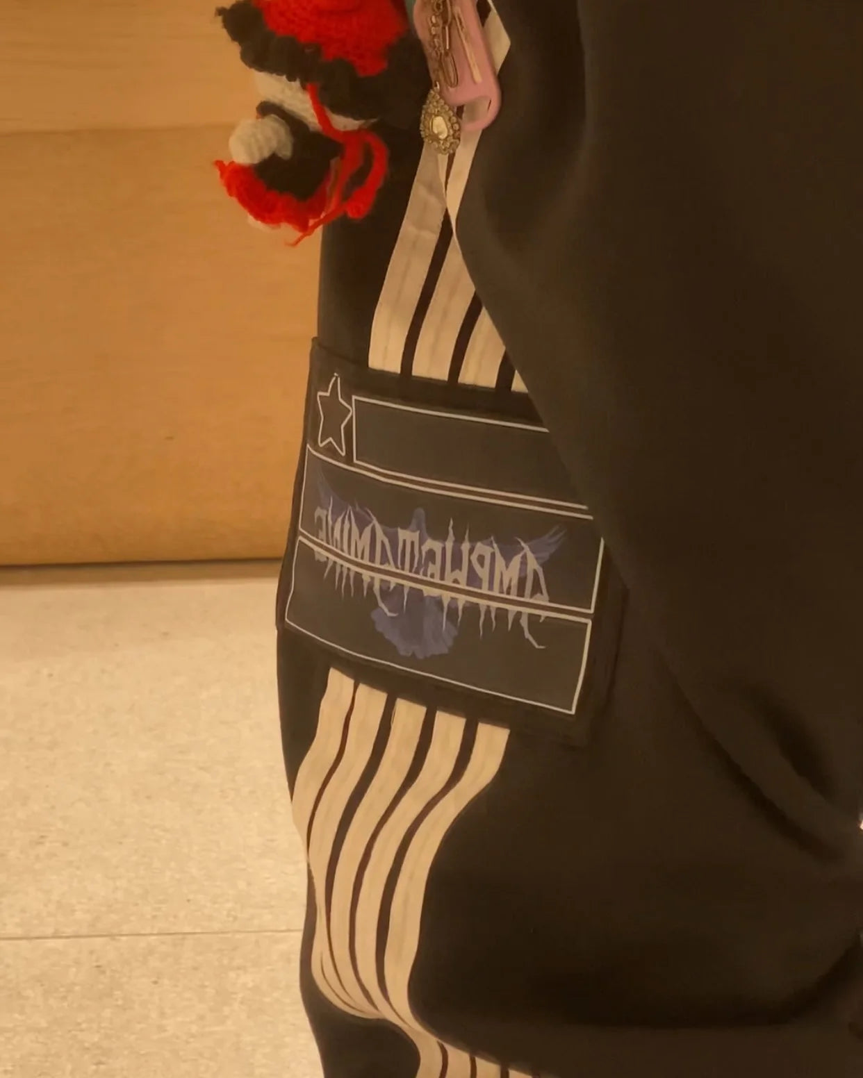 Y2K trendy Gothic English letter embroidered printed striped men sportswear pants retro Harajuku high Street punk casual pants