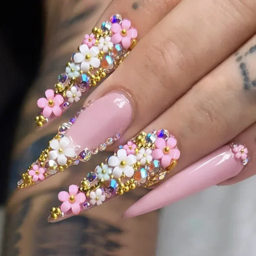 24pcs French Almond Press on Nails Leopard Print False Nails 3D Bow Wearable Stick-on Nails Fake Nail Uñas Накладные Ногти 네일팁