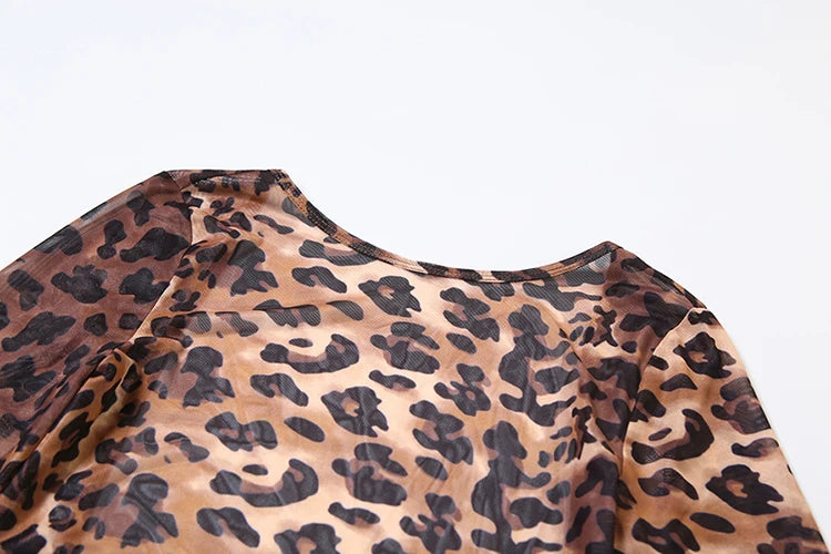 Leopard Backless Full Sleeve Romper — Women's Clubwear