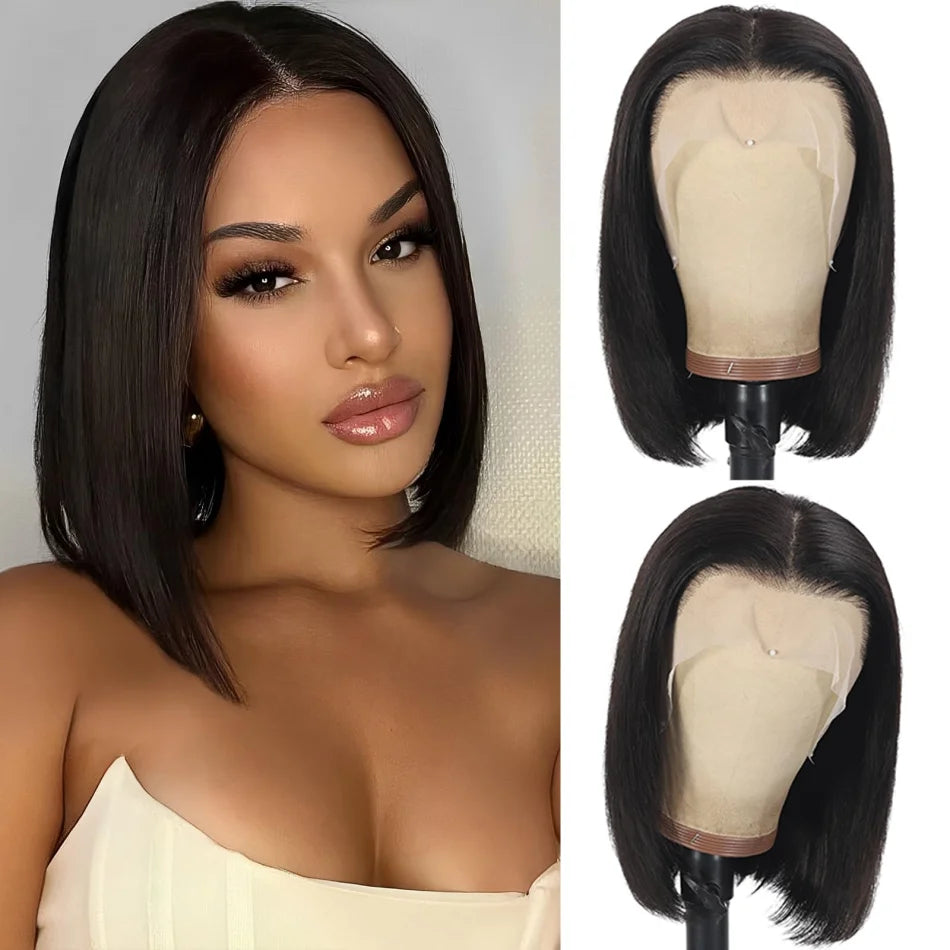 Bob Wigs Human Hair 13X6 Lace Front Wig 220 Density Short Straight Hd Transparent Lace Frontal Wigs Brazilian Closure For Women