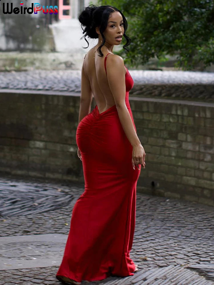 Backless V-Neck Mermaid Evening Maxi Dress — Women's Prom