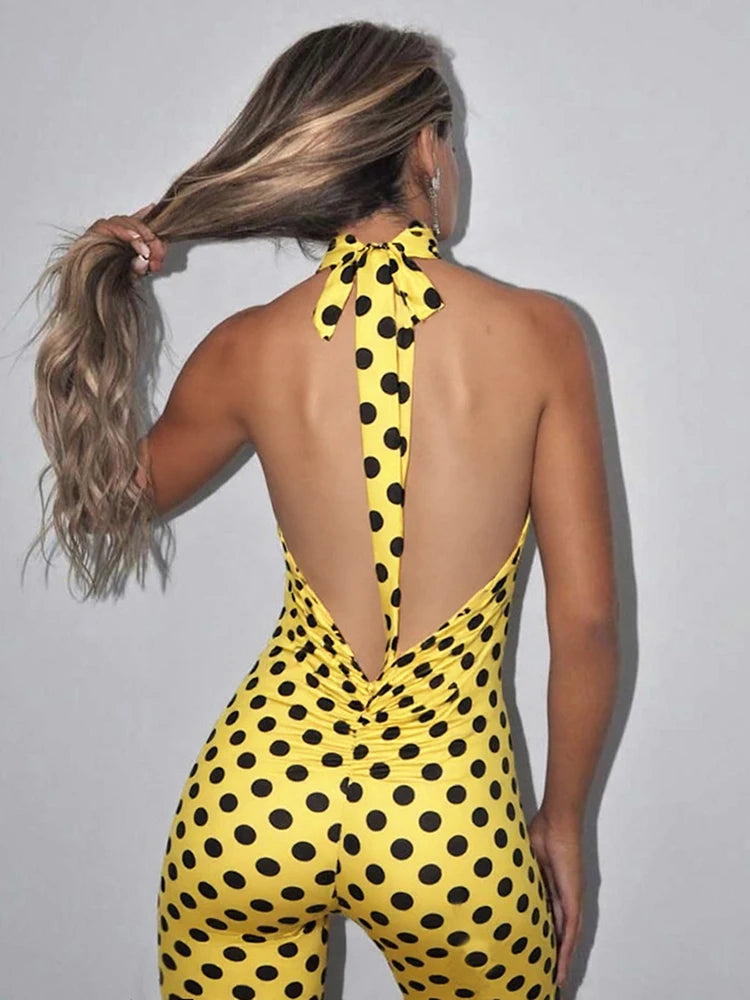 Weird Puss Backless Romper Women Halter Bandage Leopard Print Fit Tight Stretch Summer Sexy Hipster Activity Workout Playsuits