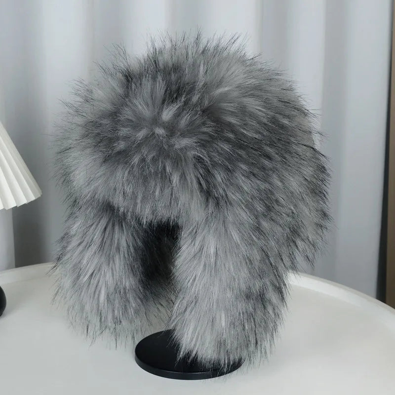 Lei Feng hat winter imitation fox fur thick warm baotou hat outdoor cold-proof ear protection pilot hat cycling hat