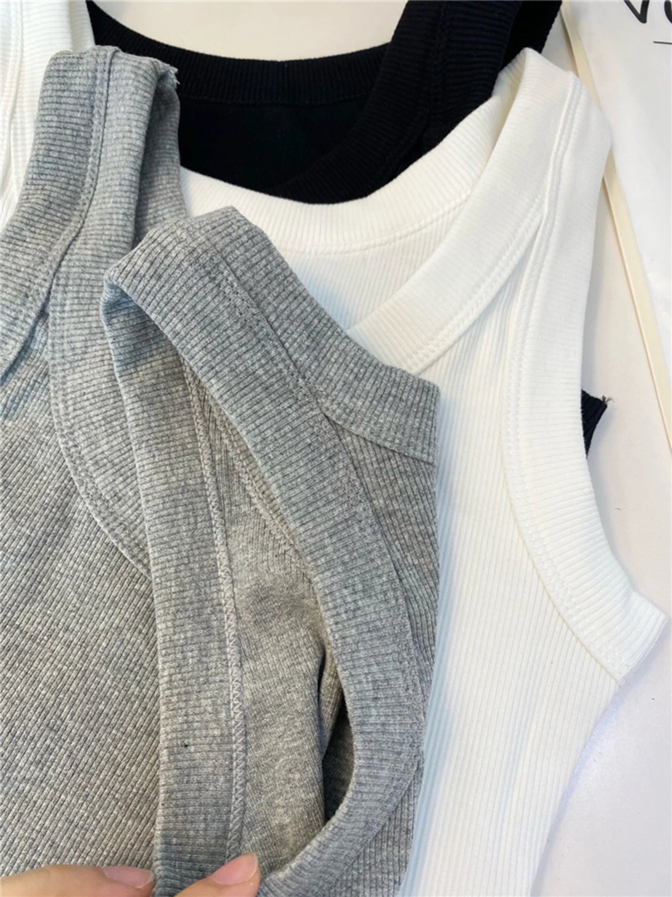 3PCS Set Cotton Camisole Vest Paired Summer Slim Fit Clothing Simple Versatile Basic Top Breathable Womens Korean Style Tops