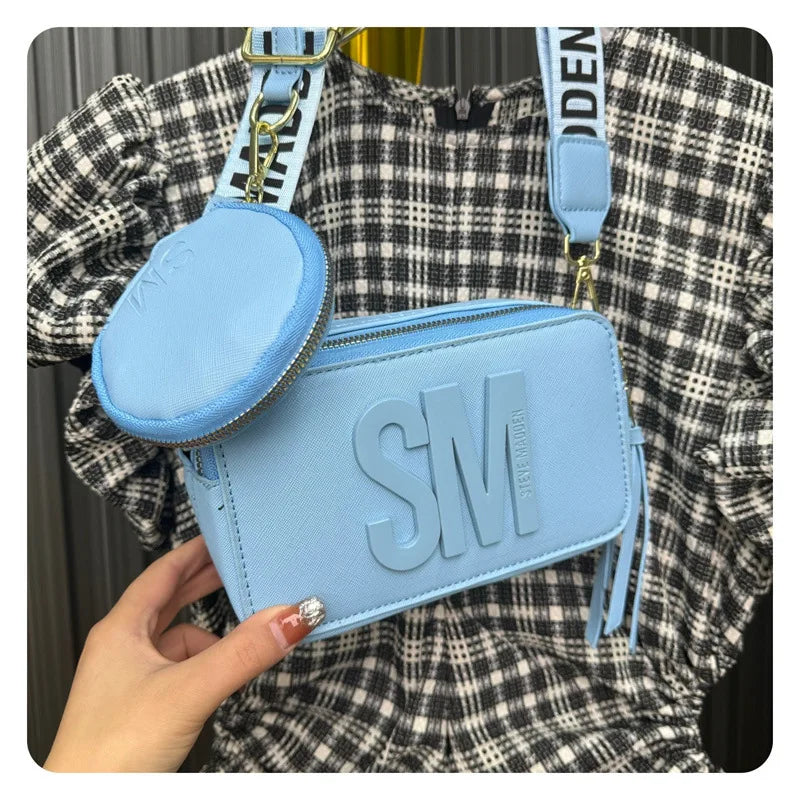 2024 Spring/Summer New Fashion Camera Bag with Wide Shoulder Strap, Lettering, Small Square Bag, Crossbody Bag