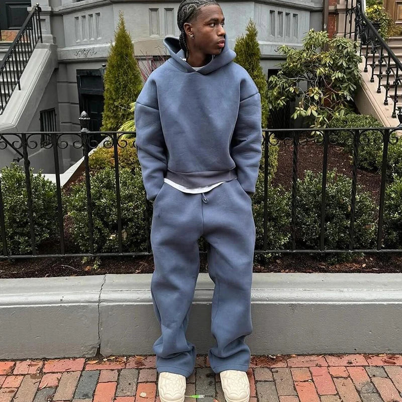 Male Autumn New sweatsuit Casual Solid Couple's Hooded Sweatshirt Loose Sweatpants Jogging Sweatshirt Trousers Outfits Suits ﻿