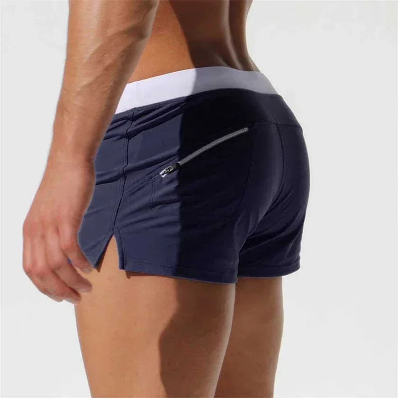 Men's Swimsuit 10 Color Back Pocket Design Quick-drying Beach Men's Boxer Shorts Summer Swimming Trunks