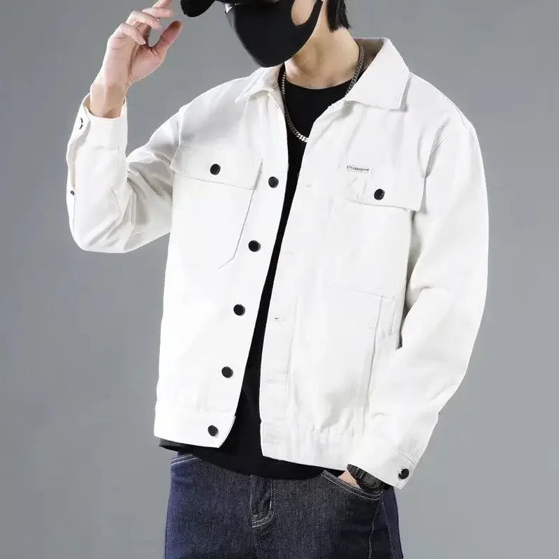 Button Black Denim Jackets Man Autumn Coat for Men Khaki Rock on Board Clothing Winter 2024 Designer Aesthetic Large Size