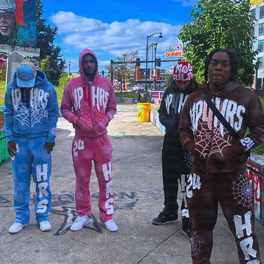 Retro Patch Spider Web Print Zipper Hoodie Y2K Sweatshirt Mens Hip Hop Letter Oversized Hoodie Jacket Clothes Streetwear Jacket