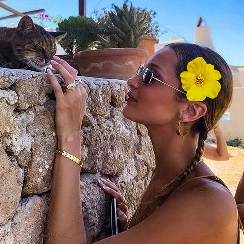 New 10cm Simulated Flower Hair Clip Headband Colorful Flower Swimsuit Tourist Beach Photography Hair Accessory for Beach Travel