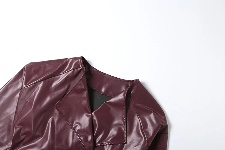 Faux Leather Irregular Crop Jacket — Women's Streetwear Coat