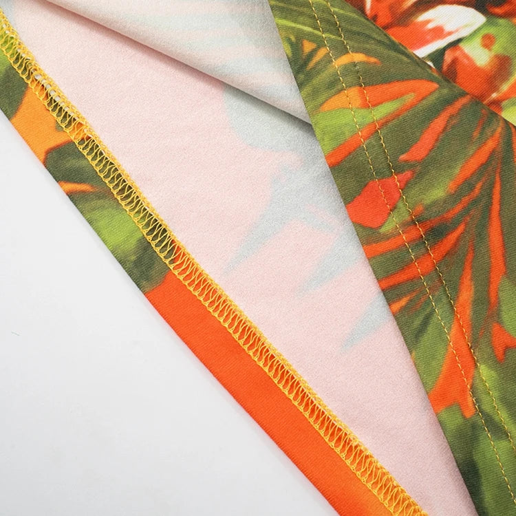 STYLISH LADY Comtrast Color Printed 2 Piece Set Women Halter Backless Crop Top and Drawstring Shorts Suits 2025 Street Outfits