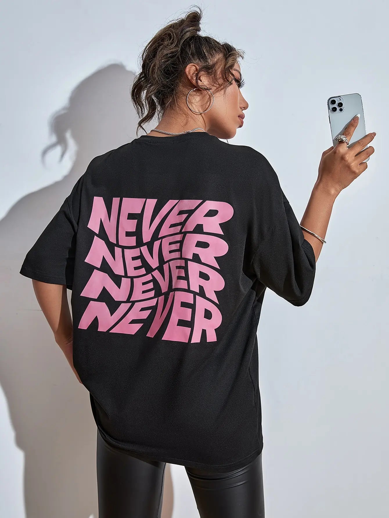 I Said Never Cotton Print Woman Tshirt Oversized All-Matchtee Shirt Aesthetic Soft Clothes Round Neck Sport Comfortableclothes